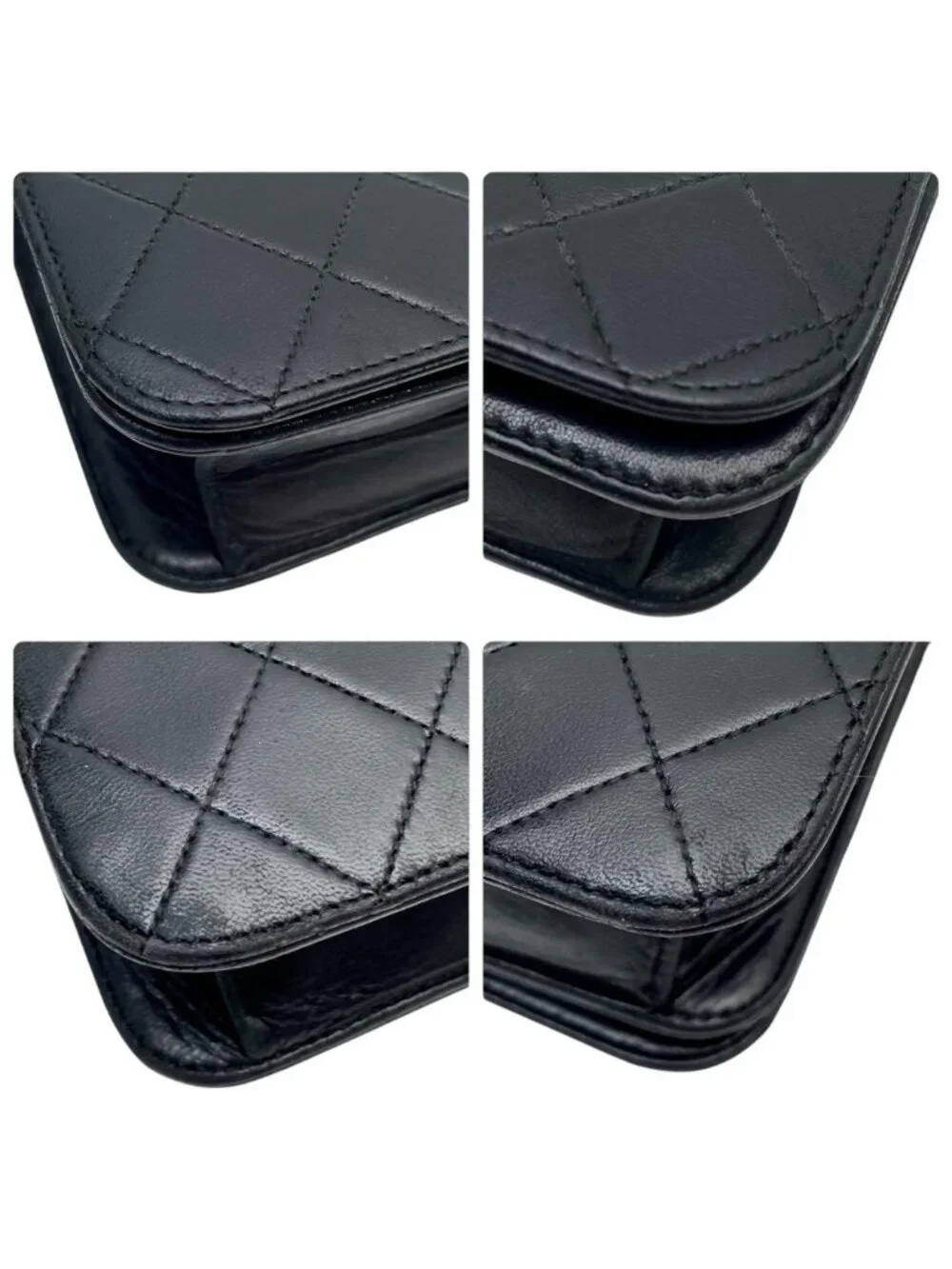 Chanel Quilted Lambskin Chain Shoulder Bag Black CC Logo
